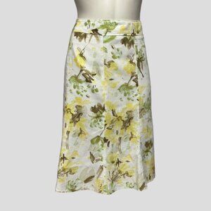 Laura Burke Avenue Linen/Rayon Spring Summer Floral A Line Skirt